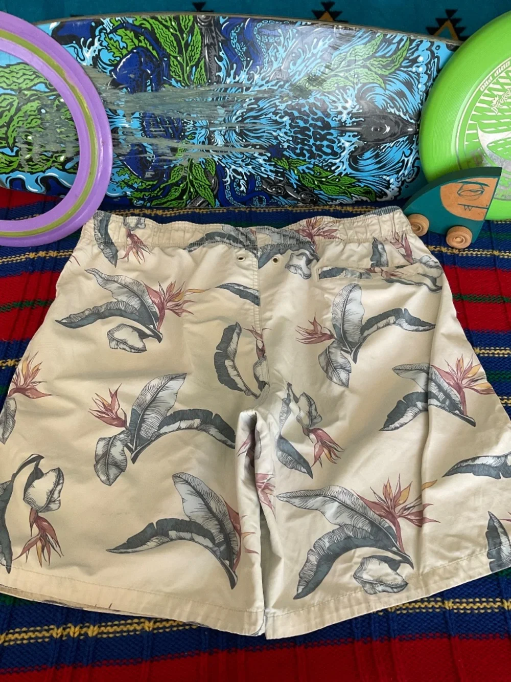 H&M-Tropical Leaf- Birds of Paradise Swim Trunks - Size / See photos